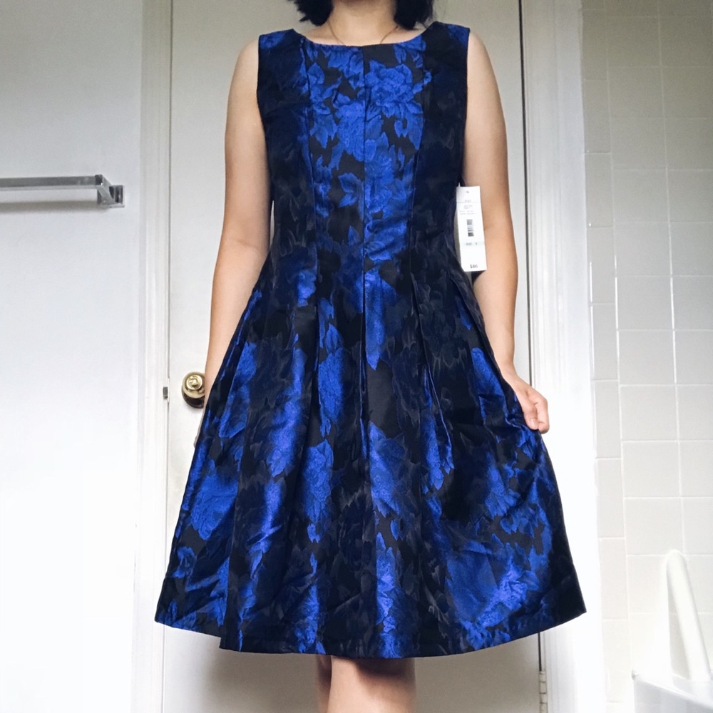 Brocade black & blue dress